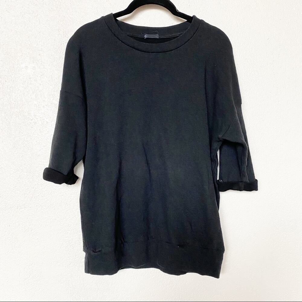 Road 22 USA Slouchy Cropped Sleeve Knit Top Black Size Small